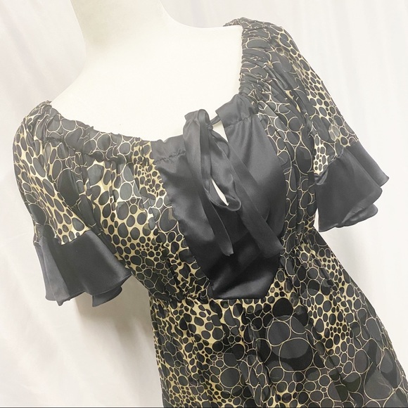 Marisa K Black & Gold Bubble Hem Silk Mini Dress - Picture 2 of 14